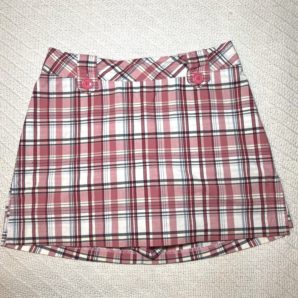 Vintage Y2K Preppy Pink Plaid Skort Size 10 Mini Skirt Short